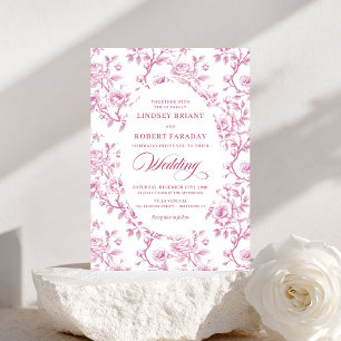Élégante invitation de mariage à toile florale ros