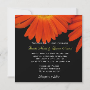 élégante invitation de mariage au gérbera orange
