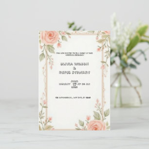 Elégante invitation de mariage avec patte florale