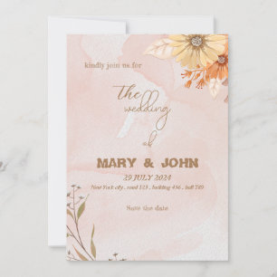 Élégante invitation de mariage bohème chic à motif