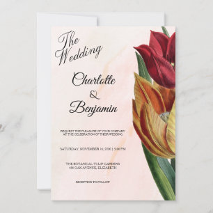 Élégante invitation de mariage botanique en marbre