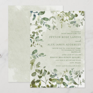 Élégante invitation de mariage botanique Eucalyptu