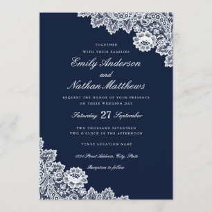 Élégante invitation de mariage en dentelle blanche