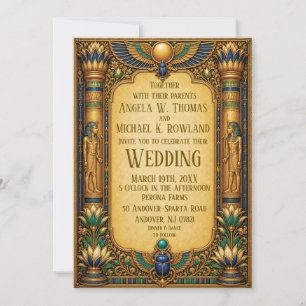 Élégante invitation de mariage en or de l'Égypte a