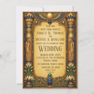 Élégante invitation de mariage en or de l'Égypte a
