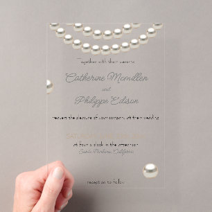 Élégante invitation de mariage en perles sur acryl