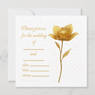 Élégante invitation de mariage Fleur Dorée