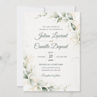 Élégante invitation de mariage florale à l'aquarel