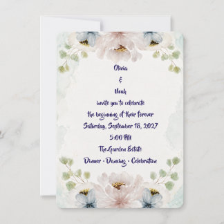 Élégante invitation de mariage florale aquarelle b
