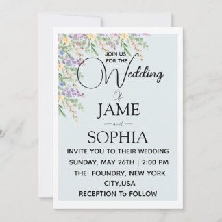 Élégante invitation de mariage florale de fleurs s