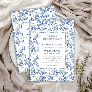 Élégante invitation de mariage florale en toile bl