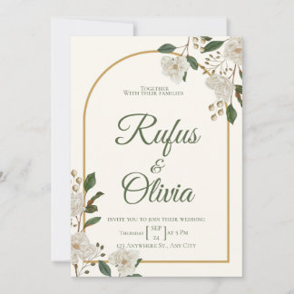 Élégante invitation de mariage florale ivoire | Ve