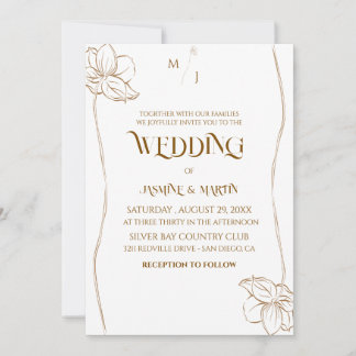 Élégante invitation de mariage minimaliste botaniq