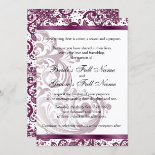 Elégante invitation de mariage - Purple 5x7
