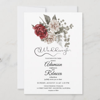 Élégante invitation de mariage rustique avec fleur