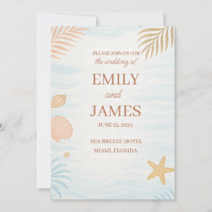 Elégante invitation de mariage sur la plage, Paste
