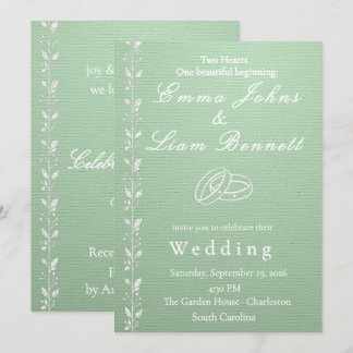 Élégante invitation de mariage verte pistache