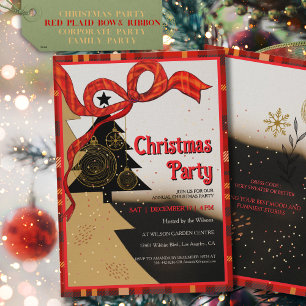 Élégante Invitation de Noël avec Ruban à Carreaux