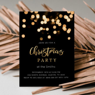 Élégante invitation de Noël Noir et Or