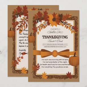 Élégante invitation de Thanksgiving avec feuilles 