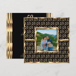 Élégante invitation du 50e anniversaire Noir et or