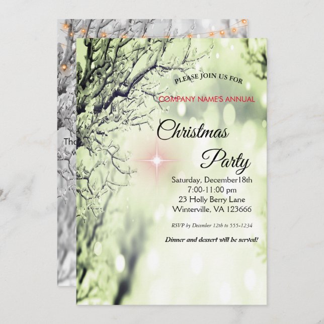Élégante invitation festive de Noël (Devant / Derrière)