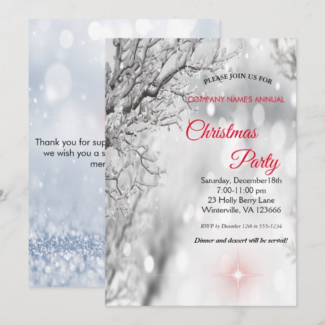 Élégante invitation festive de Noël (Devant / Derrière)