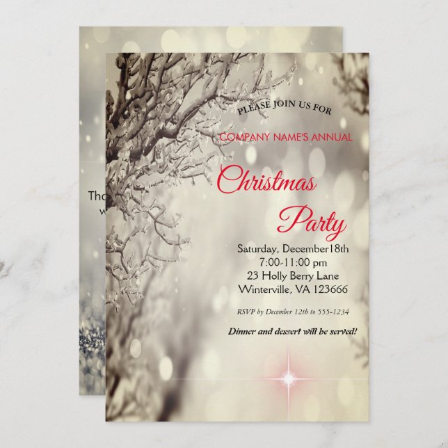 Élégante invitation festive de Noël (Devant / Derrière)