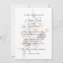 Élégante invitation florale 5x7 ivoire, lavande et