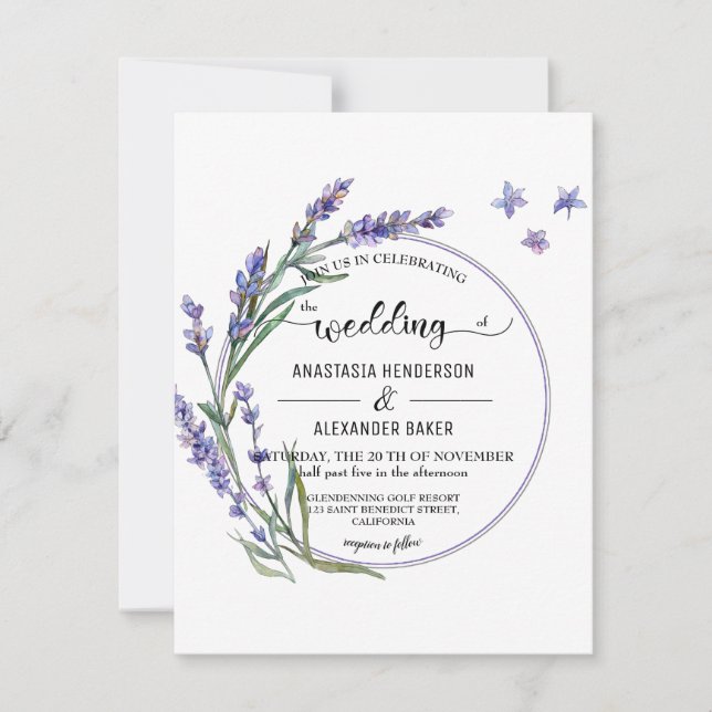 Élégante Invitation florale à la cérémonie mariage (Devant)