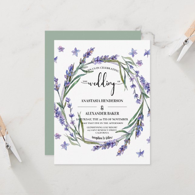 Élégante Invitation florale à la cérémonie mariage (Devant/Arrière en situation)