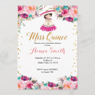 Elégante invitation Pink Gold Mis Quince