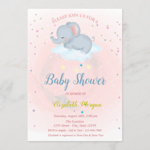 Élégante invitation pour baby shower avec éléphant