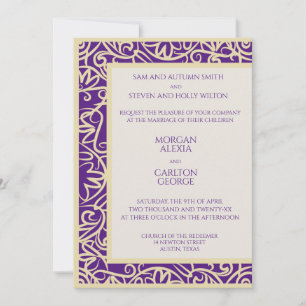 Élégante invitation prune et beige pour toute occa