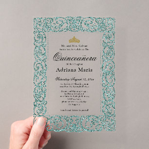 Élégante Invitation Quinceanera 15 Ans Teal