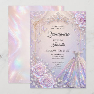 Elegante iridierende Prinzessin Quinceañera Einladung