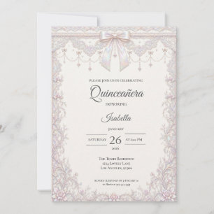 Elegante iridierende Prinzessin Quinceañera Einladung