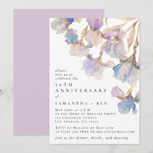 Elegante Iris-Aquarell-Hochzeitsfeier Einladung