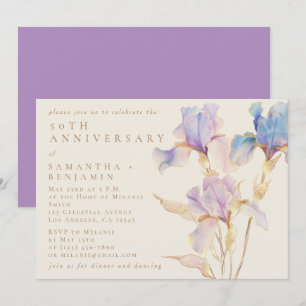 Elegante Iris-Aquarell-Hochzeitsjubiläumsfeier Einladung