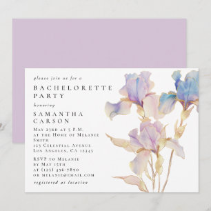 Elegante Iris-Aquarell-Junggesellinnenabschiedspar Einladung