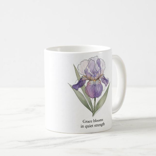 Elegante Iris Bloom Wasserfarben Tasse (VorderseiteRechts)