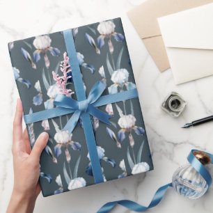 Elegante Iris blüht in kühler verfeinerter Symmetr Geschenkpapier
