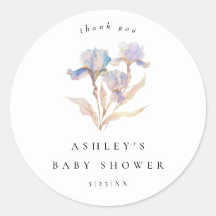 Elegante Iris-Blumen-Baby-Party Runder Aufkleber