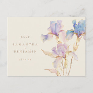 Elegante Iris-Blumen-Hochzeit-RSVP  Postkarte