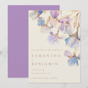 Elegante Iris-Blumenhochzeit Save The Date