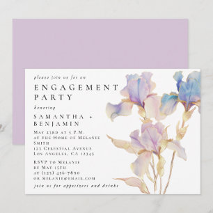 Elegante Iris Floral Engagement Party Einladung
