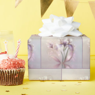 Elegante Irisblume mit Golddruck Geschenkpapier