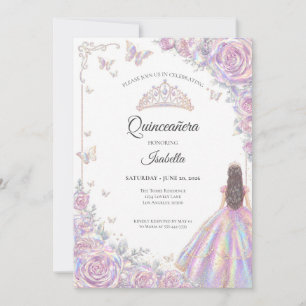 Elegante Irisierende Prinzessin Quinceañera Einladung