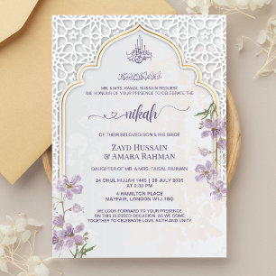 Elegante islamische Arch Nikah Einladung   Aquarel