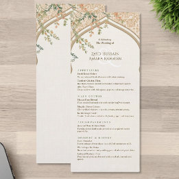 Elegante islamische Bogen-Blumen-Hochzeitsmenü Menükarte